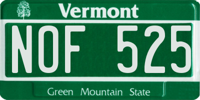 VT license plate NOF525