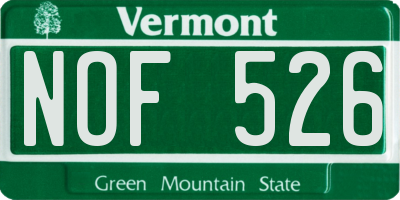 VT license plate NOF526