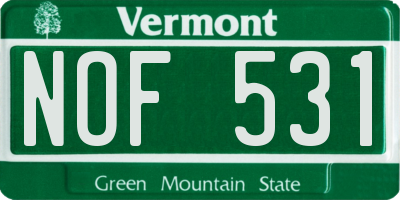 VT license plate NOF531
