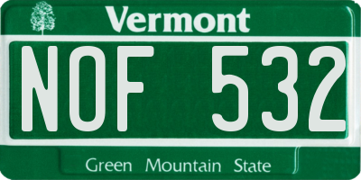 VT license plate NOF532