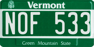 VT license plate NOF533