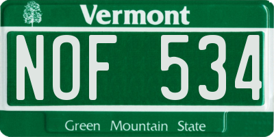 VT license plate NOF534