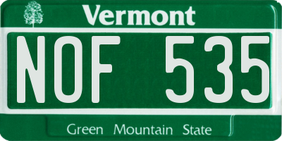 VT license plate NOF535