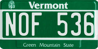 VT license plate NOF536
