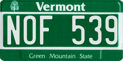 VT license plate NOF539
