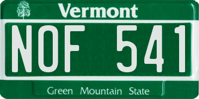 VT license plate NOF541