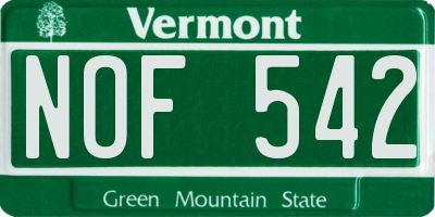 VT license plate NOF542