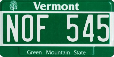 VT license plate NOF545