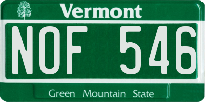 VT license plate NOF546
