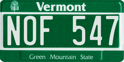 VT license plate NOF547