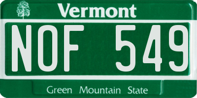 VT license plate NOF549