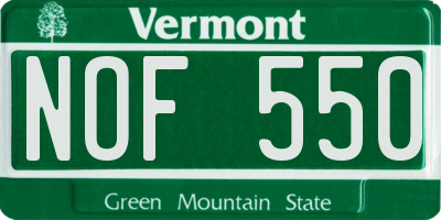 VT license plate NOF550
