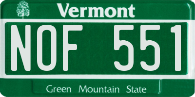 VT license plate NOF551