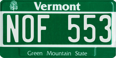 VT license plate NOF553