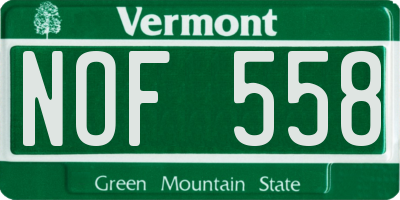 VT license plate NOF558