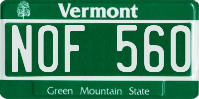 VT license plate NOF560