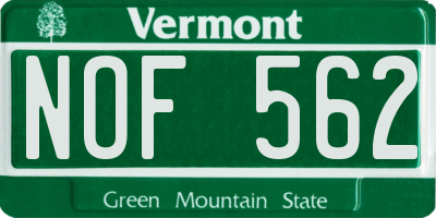 VT license plate NOF562
