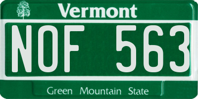 VT license plate NOF563