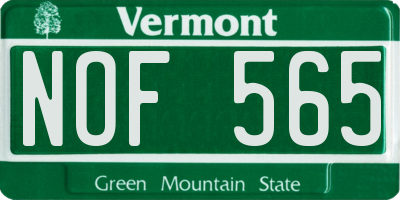 VT license plate NOF565