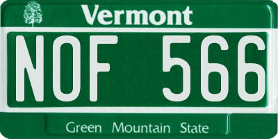 VT license plate NOF566