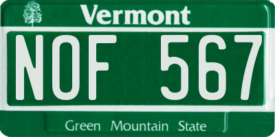 VT license plate NOF567