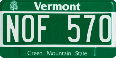 VT license plate NOF570