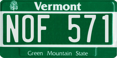 VT license plate NOF571