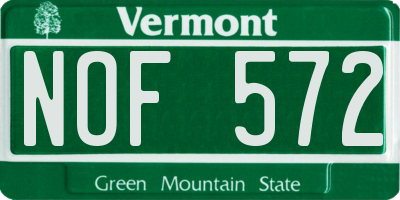 VT license plate NOF572