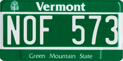 VT license plate NOF573