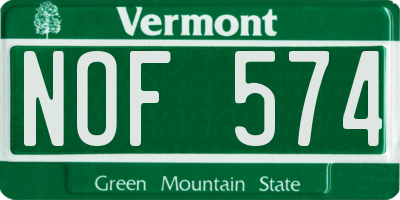 VT license plate NOF574