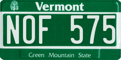 VT license plate NOF575