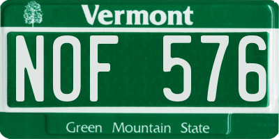 VT license plate NOF576