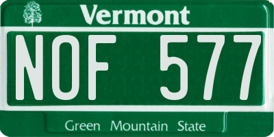 VT license plate NOF577