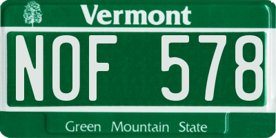 VT license plate NOF578