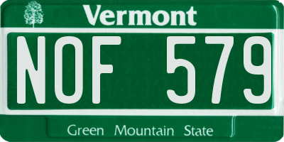 VT license plate NOF579
