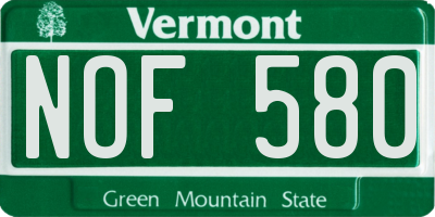 VT license plate NOF580