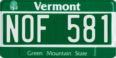 VT license plate NOF581