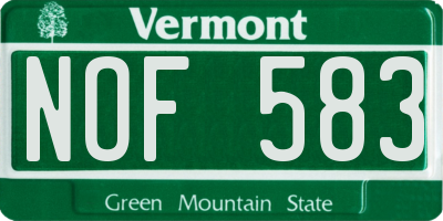 VT license plate NOF583