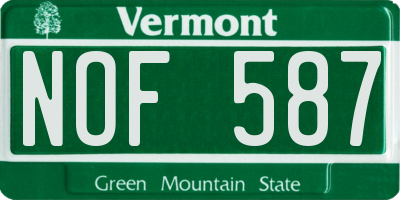 VT license plate NOF587