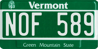 VT license plate NOF589