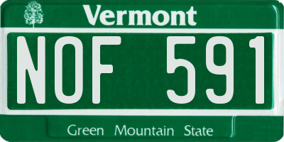 VT license plate NOF591