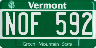 VT license plate NOF592