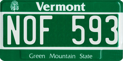 VT license plate NOF593