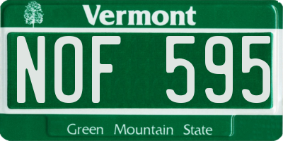 VT license plate NOF595