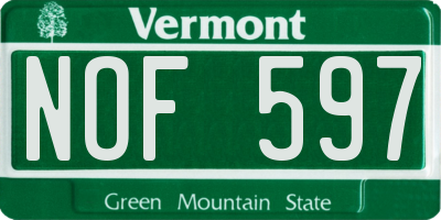 VT license plate NOF597