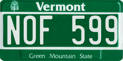 VT license plate NOF599