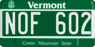 VT license plate NOF602