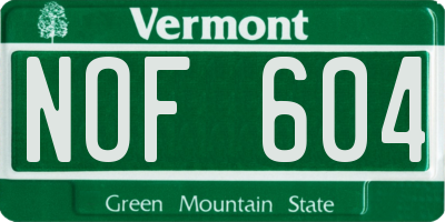 VT license plate NOF604