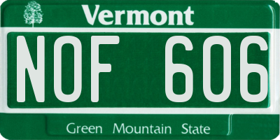VT license plate NOF606