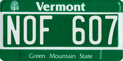 VT license plate NOF607